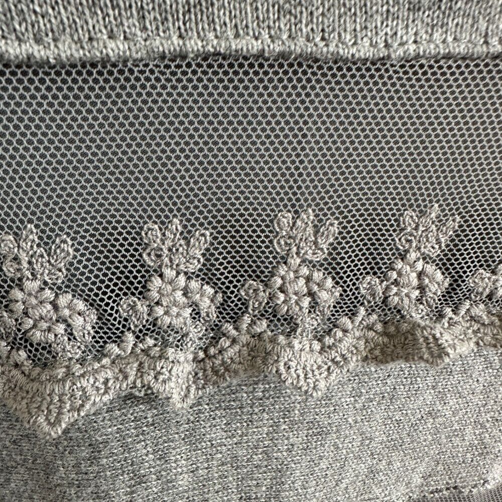 Sundance Gray Boho Crochet Lace Tunic Sweater Women Size L Cozy Style - Picture 3 of 9